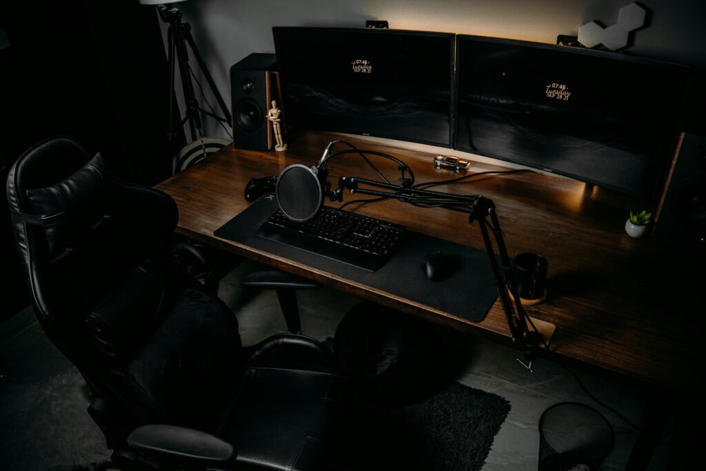 Modern desk setup for productivity and aesthetic workspace with clean design