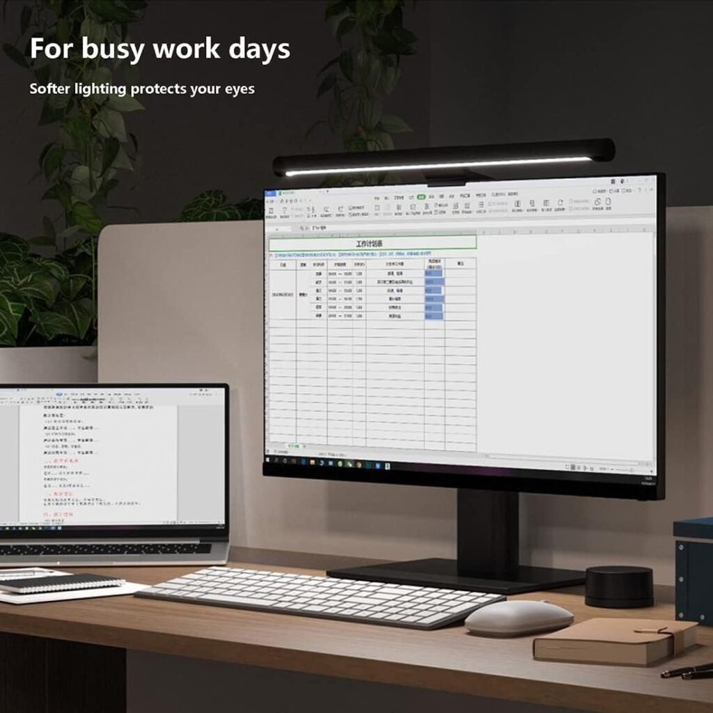 Baseus Monitor Light Bar in minimal desk setup for productivity and workspace lighting