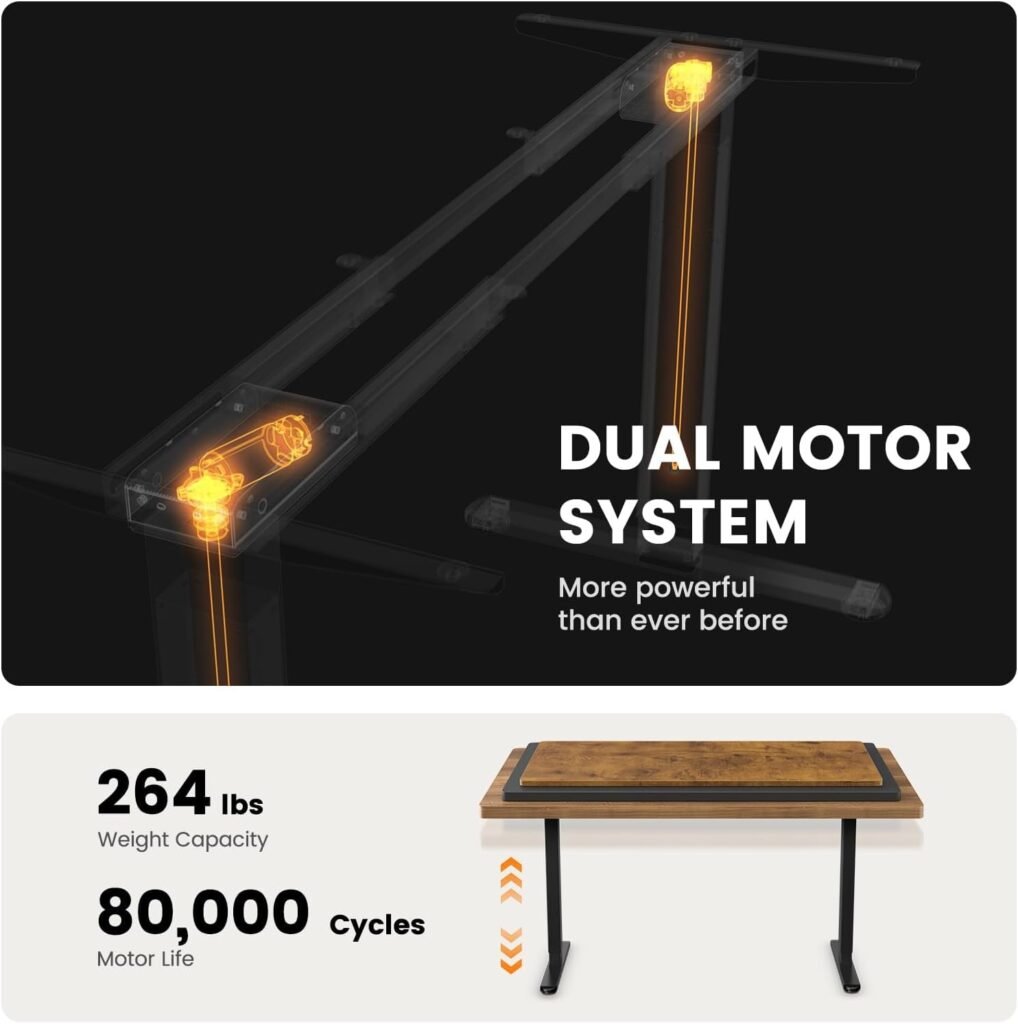 ErGear Dual Motor Standing Desk in standing position for posture improvement and comfort