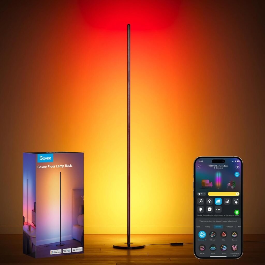 Govee Lyra Floor Lamp RGB lighting for modern desk setup and ambient room lighting