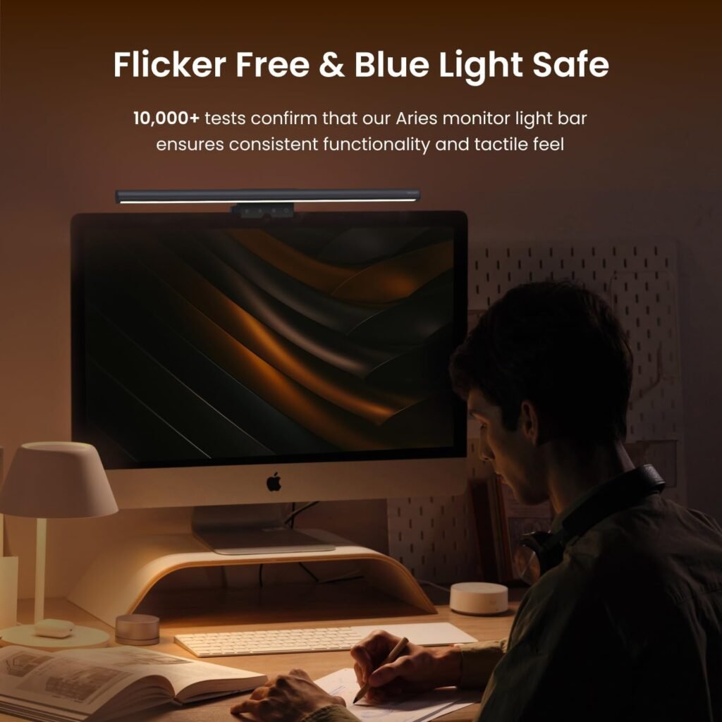 Yeelight Screen Light Bar Pro on monitor for long hours and eye strain relief
