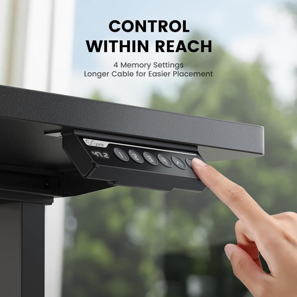 ErGear Dual Motor Standing Desk in standing position for posture improvement and comfort