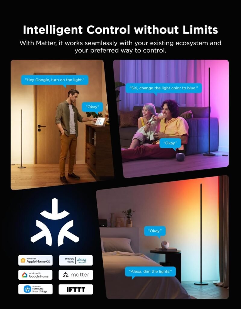 Govee Lyra Floor Lamp RGB lighting for modern desk setup and ambient room lighting