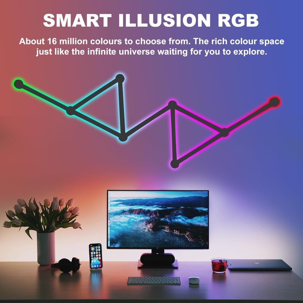 Nanoleaf Lines RGB wall lights for gaming desk setup and ambient lighting