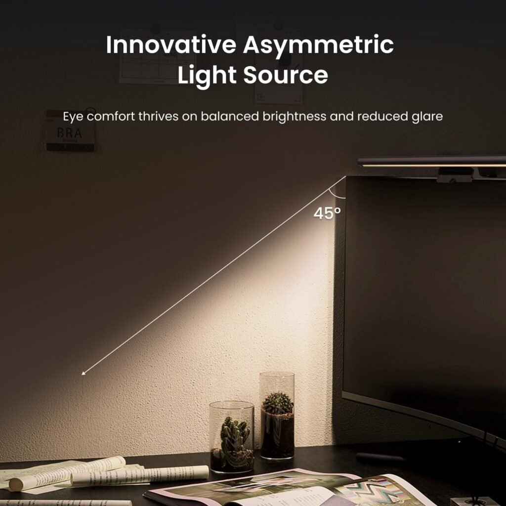 Yeelight Screen Light Bar Pro in modern desk setup with RGB lighting for productivity