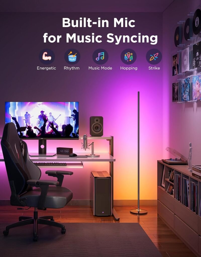 Govee Lyra Floor Lamp RGB lighting for modern desk setup and ambient room lighting