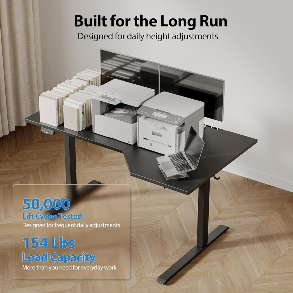 Agilestic Electric Standing Desk in standing mode for posture and back pain relief